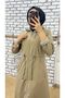Beige Waterproof Women's Trench Coat with Striped Interior and Self-Lined - 4