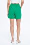 Elastic Waist Laced Double Pocket Green Shorts - 7