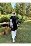 Black Lace-Detail Top with White Pants 2-Piece Kimono Set - 8