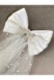 Satin Bowknot Veil with Pearls - for Bride, Wedding Dress, Wedding Veil, Bride, Bride to Be - 3