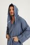 Cotton Hooded Long Men's Muslin Bathrobe Beach Wear Anthracite - 7