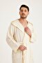 Cotton Hooded Long Men's Muslin Bathrobe Beach Wear Beige