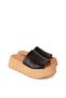 Women's Genuine Leather Platform Sole Slippers Mlk.5352