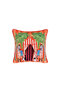 Horse Patterned Orange Velvet Cushion Cover (50 X 50)