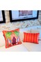 Horse Patterned Orange Velvet Cushion Cover (50 X 50) - 4
