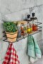7X40 cm Shelf with Spice Rack and Bathroom Organizer Hook - Spice Rack - Black Single - 7