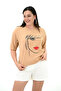 Women's Large Size Face Printed T-Shirt 1788-25 - 2