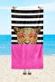 Pink EVMİLA Sea and Beach Towel - Tiger Pattern Print