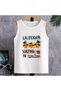 Boys' and Girls' White Sleeveless Cotton JERSEY Shirt with California Surfing Print