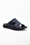 Copy - Men's Genuine Calfskin Orthopedic Navy Blue Slippers with Thick Pads Inside - 4