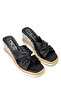Women's Genuine Leather Black Leather Heeled Slippers - 2