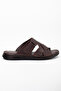 Men's Genuine Calfskin Orthopedic Brown Slippers with Thick Pads Inside - 3