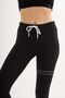 White Line Detailed Flexible and Recovery-Friendly Sweatpants Sports Leggings Black - 5