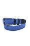 Blue (Sax) Elastic Knitted Flexible Unisex Genuine Leather Detailed Belt