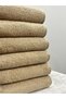 100% Cotton Extra Soft Beige 6 Pieces Sports & Hairdresser 50x90 Hand and Face Towel Set - 3