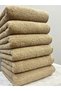 100% Cotton Extra Soft Beige 6 Pieces Sports & Hairdresser 50x90 Hand and Face Towel Set - 6