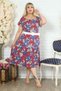 Madonna Collar Colorful Floral And Belted Comfortable Flowy Dress - 4