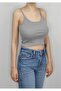 Women's Gray Corded Strap Crop T-Shirt