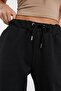 Women's Black Elastic Sweatpants - 2
