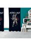 Digital Printing Rock Astronaut Set (fon Curtain - Bedspread and Pillow - Carpet 160x230)