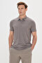 Jacquard Brown Polo Neck Slim Fit T-Shirt - 3