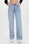 Julia 90's Women's Jeans Blue Snow Wash High Waist Lycra Wide Leg Palazzo Jeans Denim Trousers - 2