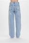Julia 90's Women's Jeans Blue Snow Wash High Waist Lycra Wide Leg Palazzo Jeans Denim Trousers - 3