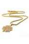 Four-Leaf Clover Lucky Charm Zircon Embellished Yellow Steel Women's Necklace Twist Chain Q0854 - 3