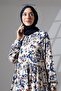 100% Viscose - Casual and Comfortable Long Floral Print Collarless Tile Dress - 5