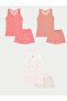 Girl's Cotton 3-Piece Undershirt 3-Piece Shorts Boxer Mixed Color Flower 6-Piece Set
