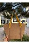 Aura Genuine Leather Women's Jute Straw Shoulder Bag - 4