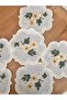 Daffodil Flower Embroidered Cocktail Napkin Set of 6 - 4