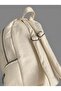Women's Cream Soft Leather Multi-Compartment Large Size Backpack - 4