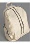 Women's Cream Soft Leather Multi-Compartment Large Size Backpack