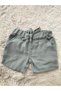 Men's Organic Şile Fabric Cotton Grey Baby and Children's Shorts with Elastic Pocketed and Pockets