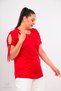 Plus Size New Season Comfort Model Sleeve Tied Pearl Detailed Short Sleeve Combed Cotton Tunic T-Shirt - 4