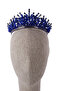 Crystal Stone Bridal Henna Wedding Crown with Stone Bead Decoration in Navy Blue - 7