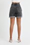 Women's Dark Gray Belted Slouchy Shorts - 6