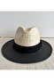 Unisex Panama Fedora - Real Straw Black Cream Hat - 2
