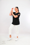 Plus Size New Season Comfort Model Sleeve Tie Detailed Pearl Detailed Short Sleeve Combed Cotton Tunic T-Shirt - 8