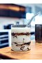 2 Pieces Heat Resistant Cylinder Model Borosilicate Cold-Hot Coffee Presentation Cup with Straw Gift