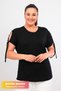 Plus Size New Season Comfort Model Sleeve Tie Detailed Pearl Detailed Short Sleeve Combed Cotton Tunic T-Shirt