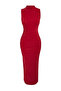 Kırmızı Düz Büzgülü Maxi  Sıfır Kol Drapeli Bodycone/Vücuda Oturan Esnek Örme Elbise TWOSS24EL00101 - 6