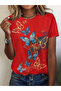 Blue Yellow Butterfly Printed Women's Single Jersey T-shirt - Short Sleeve - 3