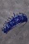 Crystal Stone Bridal Henna Wedding Crown with Stone Bead Decoration in Navy Blue - 3