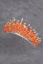 Crystal Stone Bridal Henna Wedding Crown with Stone Bead Decoration Orange - 4