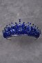 Crystal Stone Bridal Henna Wedding Crown with Stone Bead Decoration in Navy Blue - 2