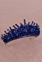 Crystal Stone Bridal Henna Wedding Crown with Stone Bead Decoration in Navy Blue - 4
