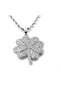Four Leaf Clover Zircon Stone Steel Women Necklace Chain Q0853
