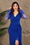 Scuba Crepe - Guipure Lace Design Evening Dress - 4